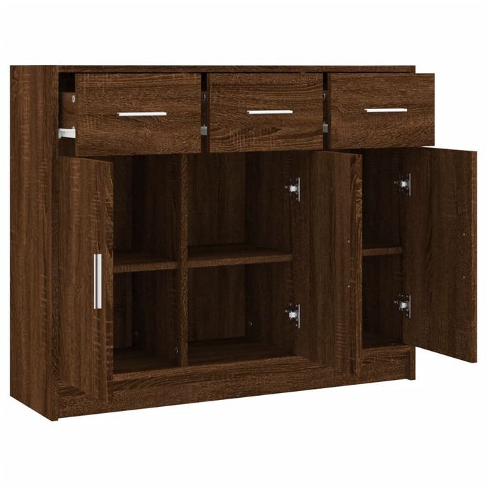 Buffet chêne marron 91x28x75 cm bois d'ingénierie - Photo n°6