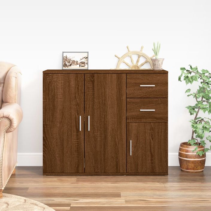 Buffet Chêne marron 91x29,5x75 cm Bois d'ingénierie - Photo n°2