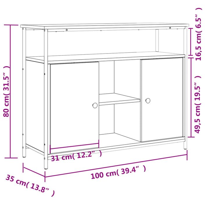 Buffet chêne sonoma 100x35x80 cm bois d'ingénierie - Photo n°11