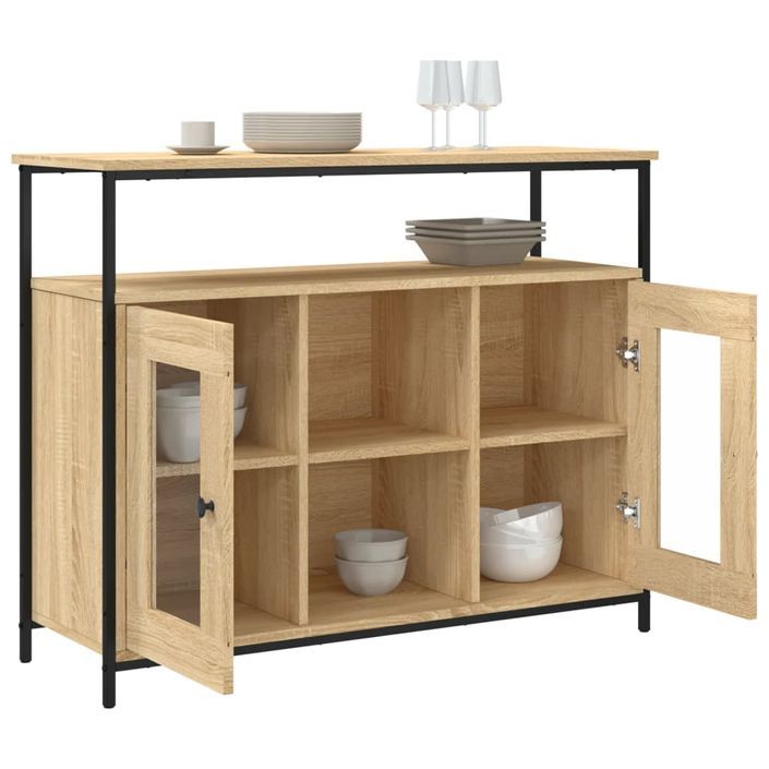 Buffet chêne sonoma 100x35x80 cm bois d'ingénierie - Photo n°4