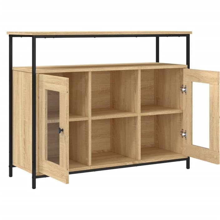 Buffet chêne sonoma 100x35x80 cm bois d'ingénierie - Photo n°5