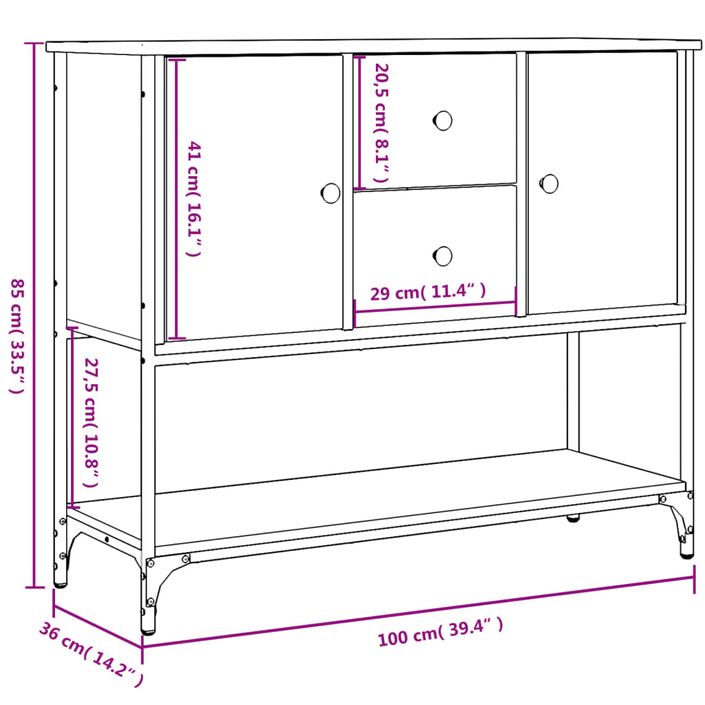 Buffet chêne sonoma 100x36x85 cm bois d'ingénierie - Photo n°11