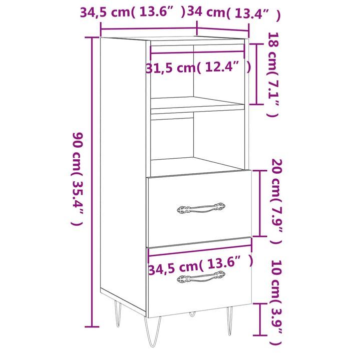 Buffet Chêne sonoma 34,5x34x90 cm Bois d'ingénierie - Photo n°12