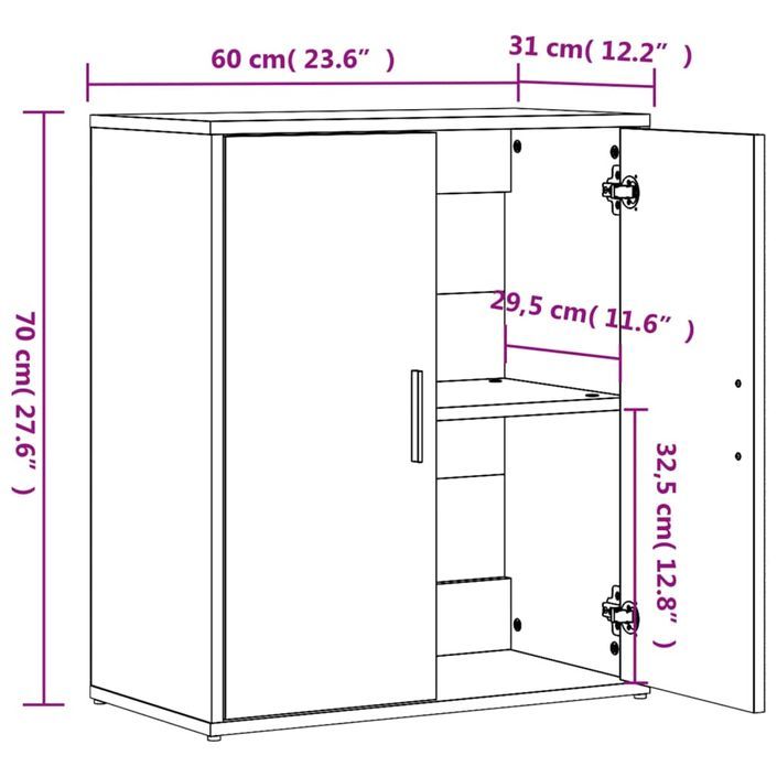 Buffet chêne sonoma 60x31x70 cm bois d'ingénierie - Photo n°10