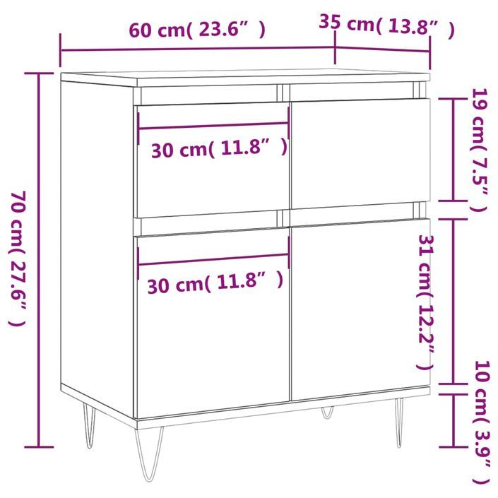 Buffet Chêne sonoma 60x35x70 cm Bois d'ingénierie - Photo n°11