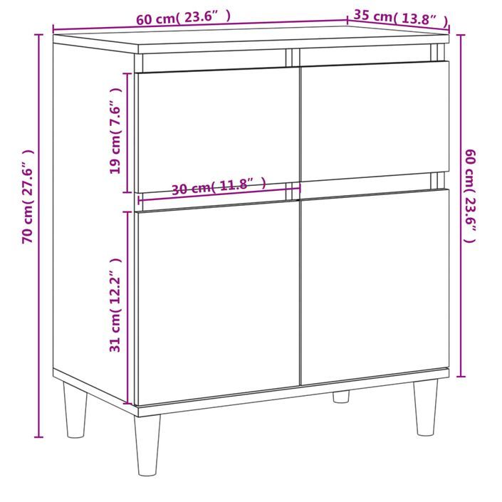 Buffet Chêne sonoma 60x35x70 cm Bois d'ingénierie - Photo n°10