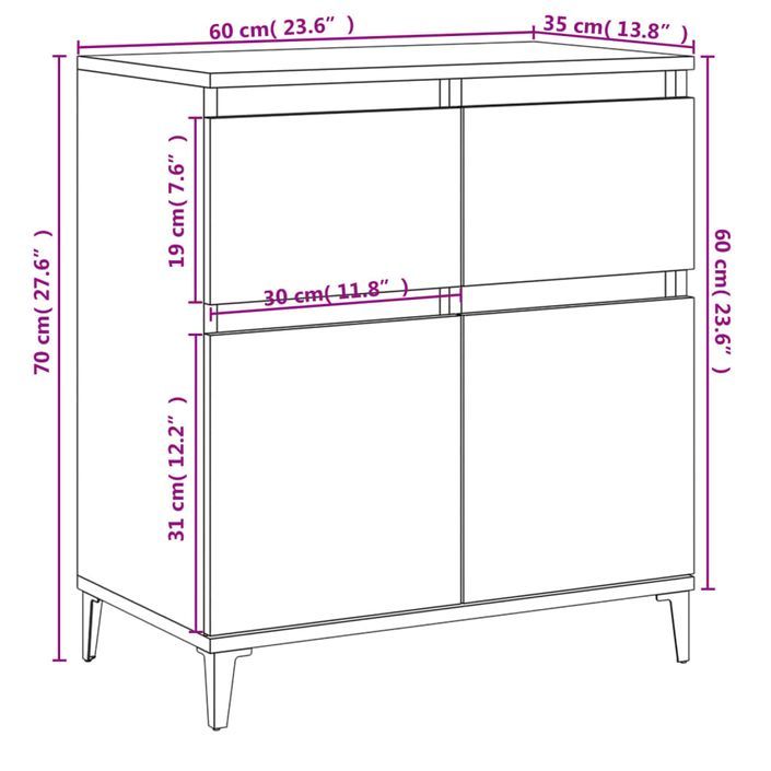 Buffet Chêne sonoma 60x35x70 cm Bois d'ingénierie - Photo n°10