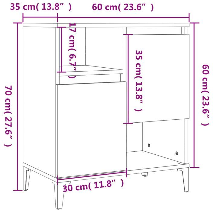 Buffet Chêne sonoma 60x35x70 cm Bois d'ingénierie - Photo n°10