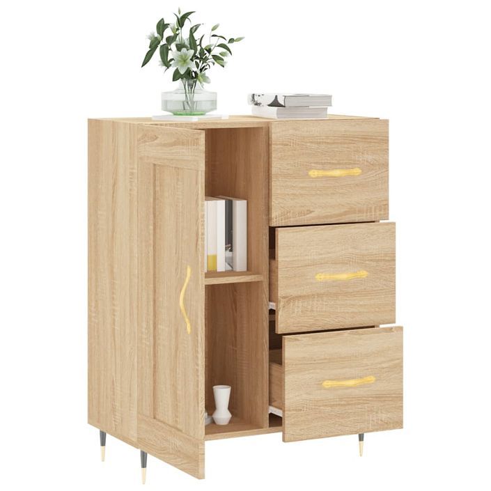 Buffet chêne sonoma 69,5x34x90 cm bois d'ingénierie - Photo n°4