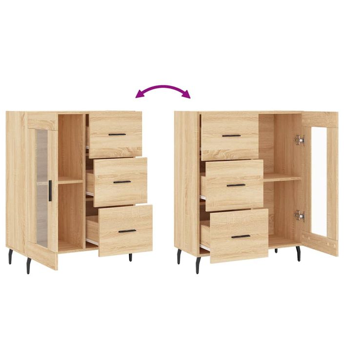 Buffet chêne sonoma 69,5x34x90 cm bois d'ingénierie - Photo n°9