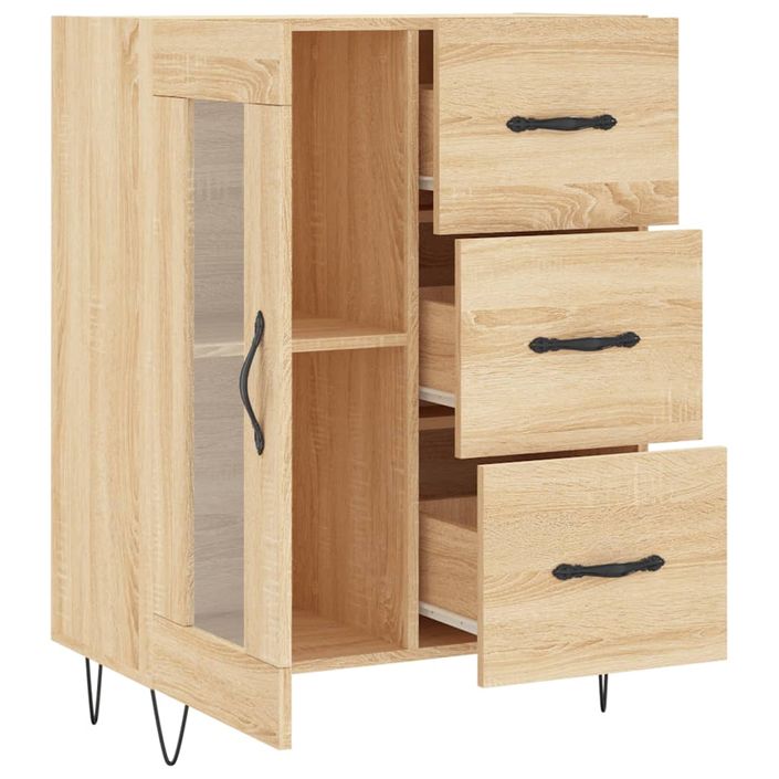 Buffet chêne sonoma 69,5x34x90 cm bois d'ingénierie - Photo n°6