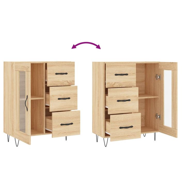 Buffet chêne sonoma 69,5x34x90 cm bois d'ingénierie - Photo n°9