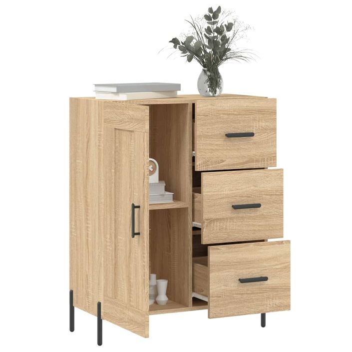 Buffet chêne sonoma 69,5x34x90 cm bois d'ingénierie - Photo n°4