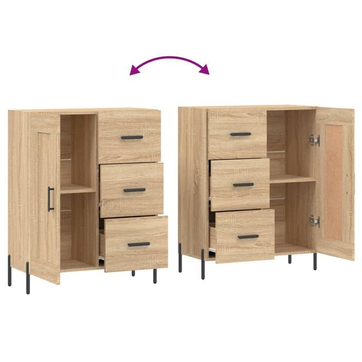 Buffet chêne sonoma 69,5x34x90 cm bois d'ingénierie - Photo n°9