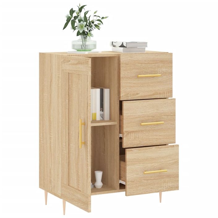 Buffet chêne sonoma 69,5x34x90 cm bois d'ingénierie - Photo n°4