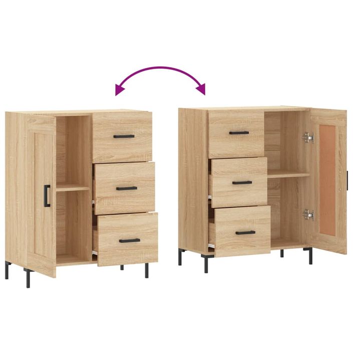 Buffet chêne sonoma 69,5x34x90 cm bois d'ingénierie - Photo n°9