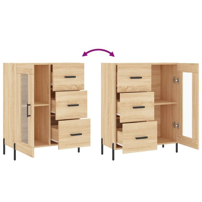 Buffet chêne sonoma 69,5x34x90 cm bois d'ingénierie - Photo n°9