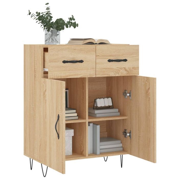 Buffet chêne sonoma 69,5x34x90 cm bois d'ingénierie - Photo n°4