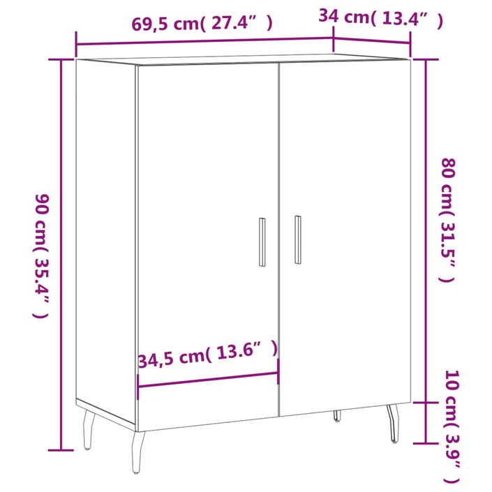 Buffet chêne sonoma 69,5x34x90 cm bois d'ingénierie - Photo n°12