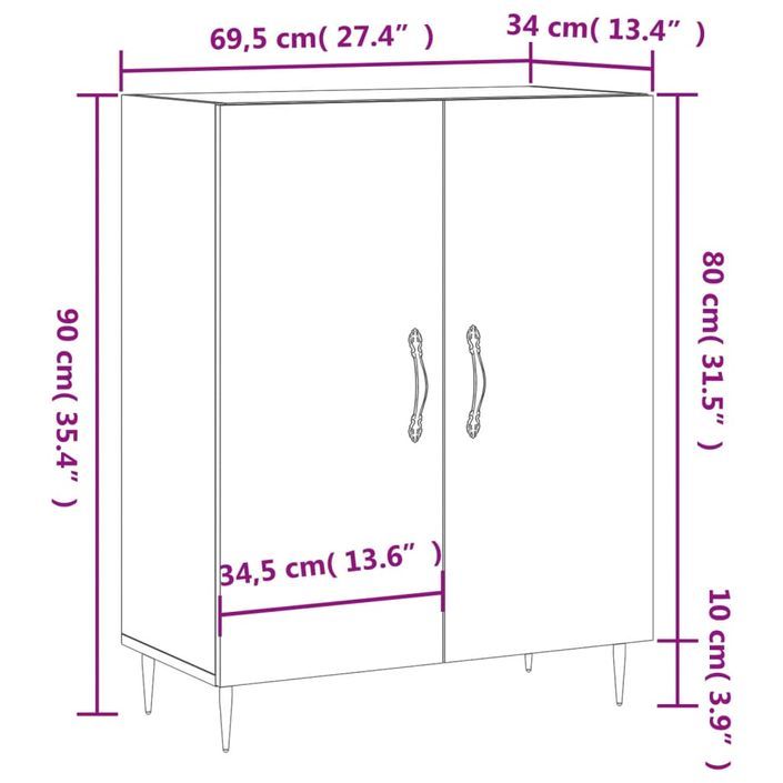 Buffet chêne sonoma 69,5x34x90 cm bois d'ingénierie - Photo n°12