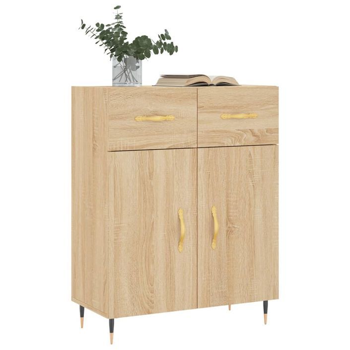 Buffet chêne sonoma 69,5x34x90 cm bois d'ingénierie - Photo n°3