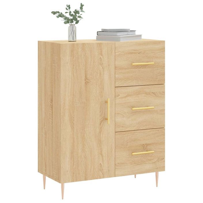 Buffet chêne sonoma 69,5x34x90 cm bois d'ingénierie - Photo n°3