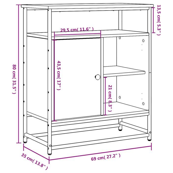 Buffet chêne sonoma 69x35x80 cm bois d'ingénierie - Photo n°11