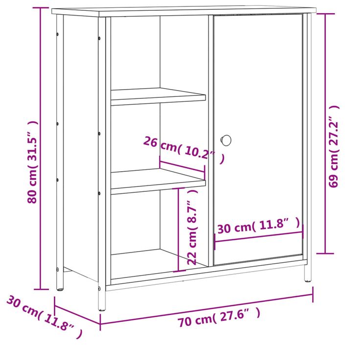 Buffet chêne sonoma 70x30x80 cm bois d'ingénierie - Photo n°12