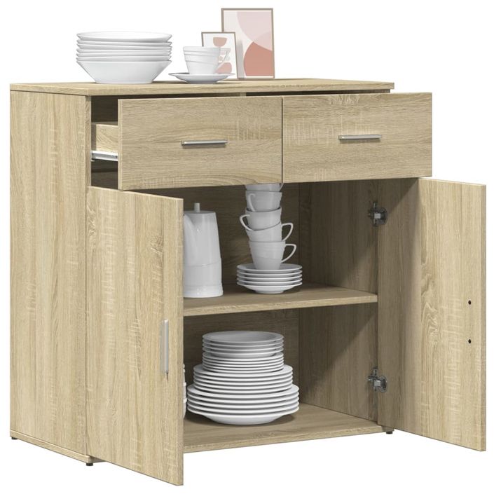 Buffet chêne sonoma 79x38x80 cm bois d'ingénierie - Photo n°4