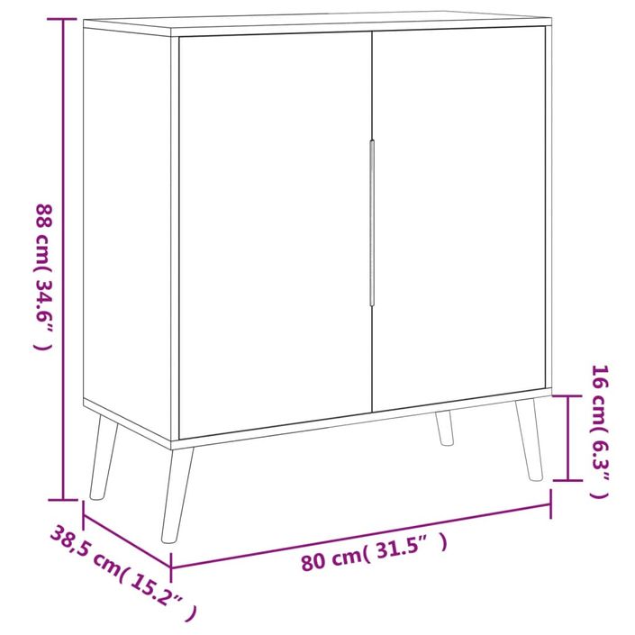 Buffet chêne sonoma 80x38,5x88 cm bois d'ingénierie - Photo n°8