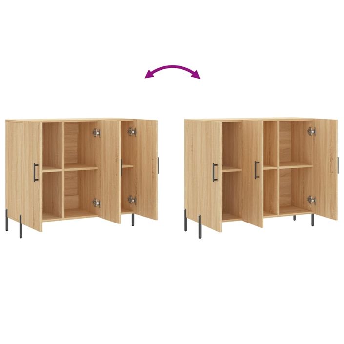 Buffet chêne sonoma 90x34x80 cm bois d'ingénierie - Photo n°9