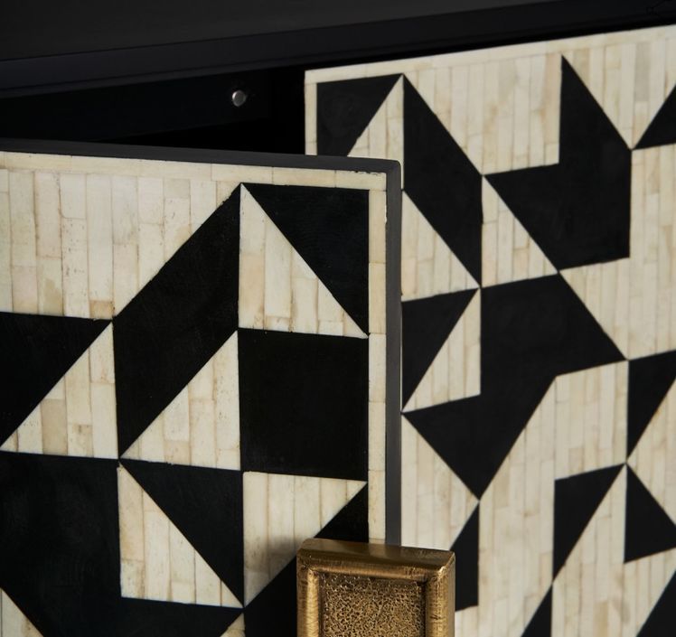 Buffet design 4 portes bois noir et blanc Sikota 150 cm - Photo n°6