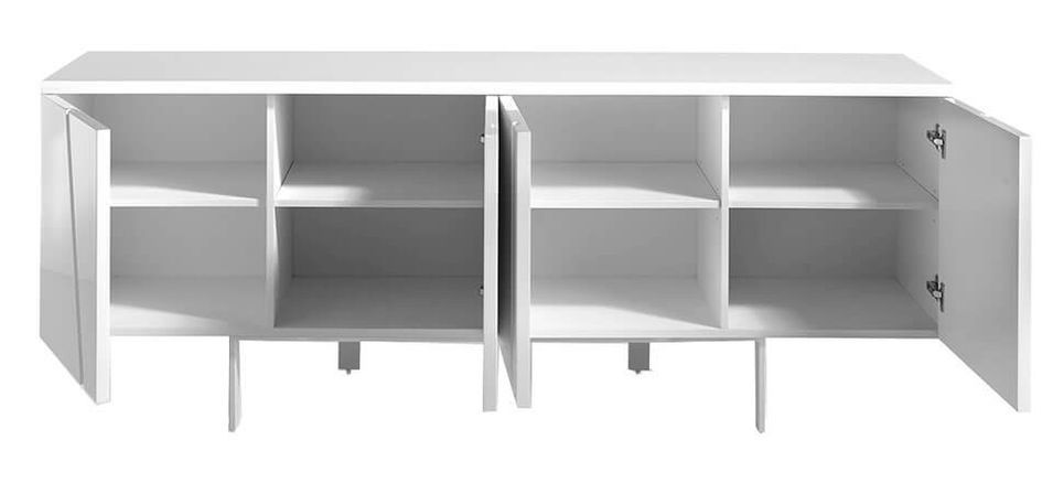 Buffet design 4 portes laqué et pieds acier blanc Basile - Photo n°3