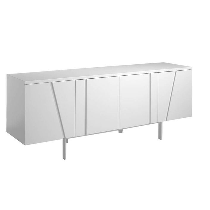 Buffet design 4 portes laqué et pieds acier blanc Basile - Photo n°4