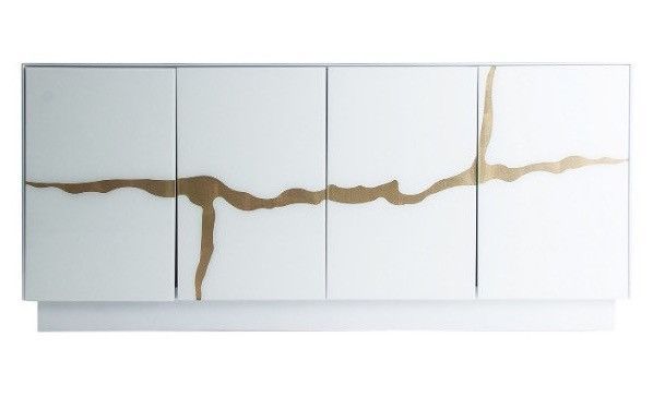Buffet design 4 portes verre teinté blanc Solina - Photo n°1