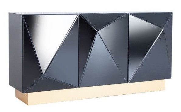 Buffet design miroir noir et pieds acier doré Ardy 153 cm - Photo n°3