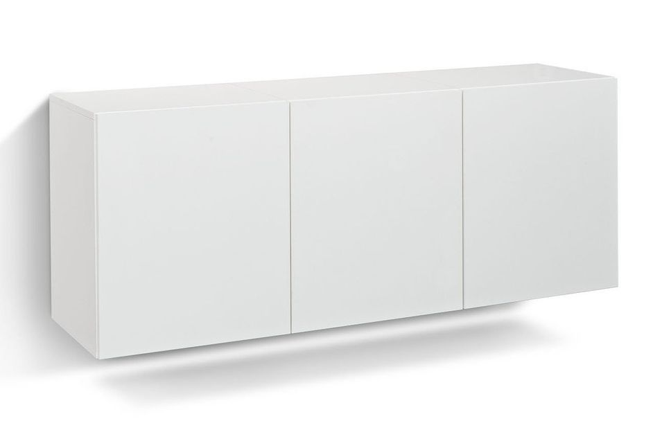 Buffet design suspendu 3 portes mélaminé blanc mat Zocy L 165 cm - Photo n°1