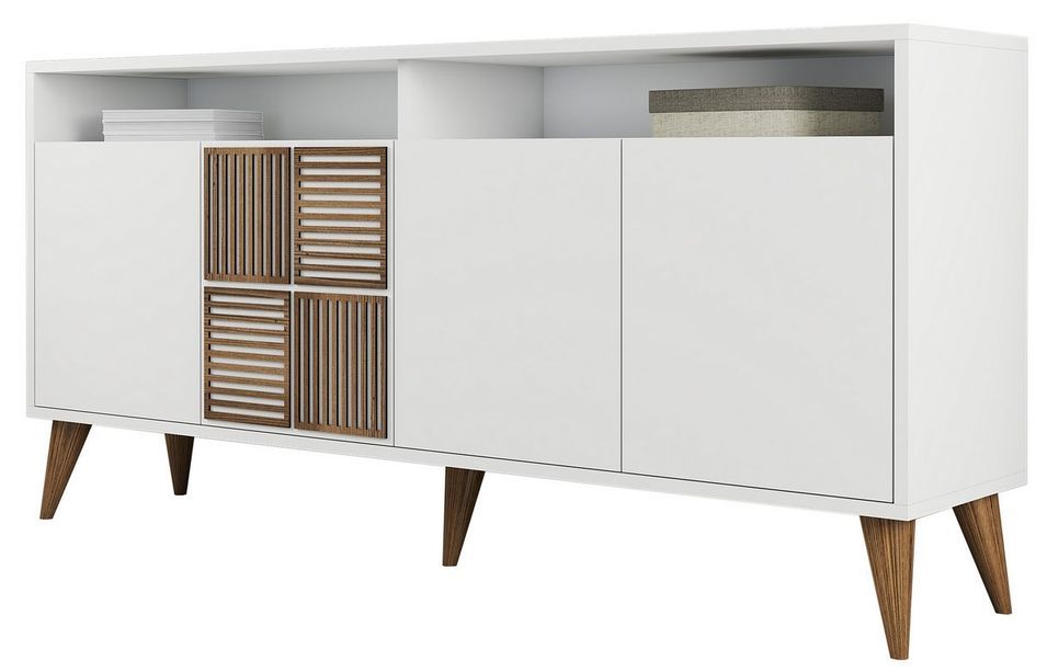 Buffet en bois blanc 4 portes Roma 160 cm - Photo n°1