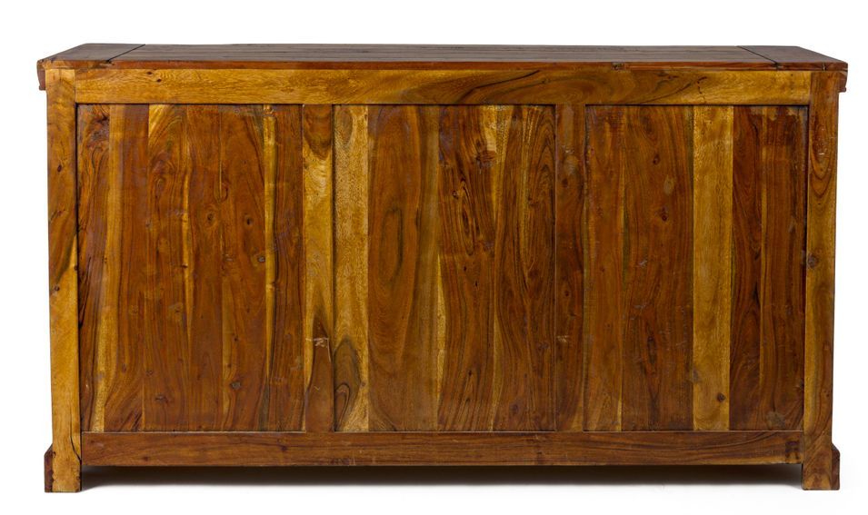 Buffet en bois d'acacia massif finition rustique marron 3 portes 3 tiroirs Kastela 160 cm - Photo n°5