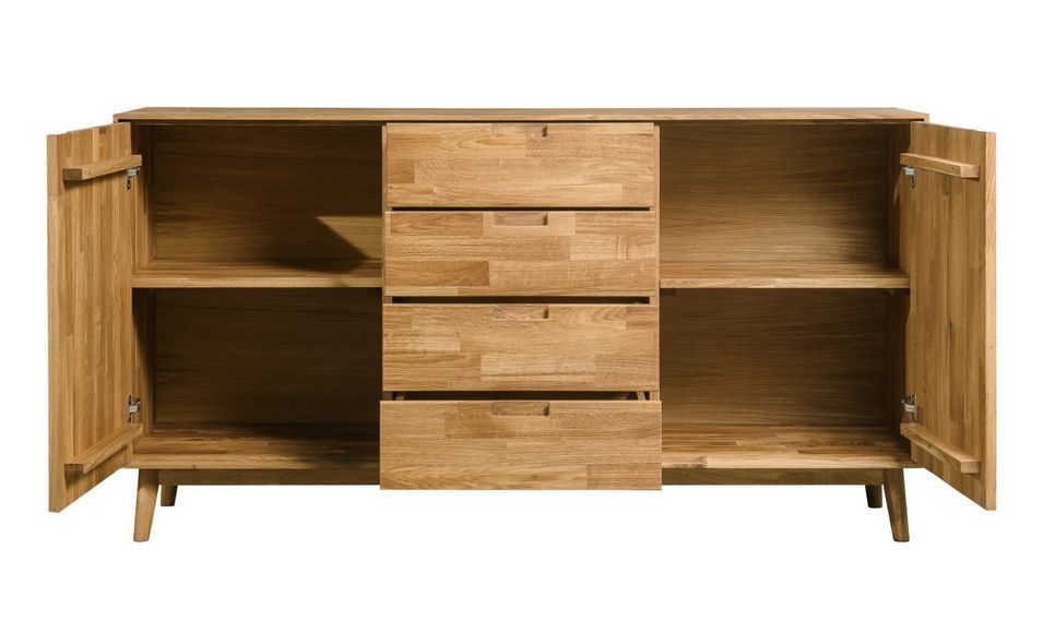 Buffet en bois de chêne massif 2 portes 4 tiroirs Kundy 160 cm - Photo n°4