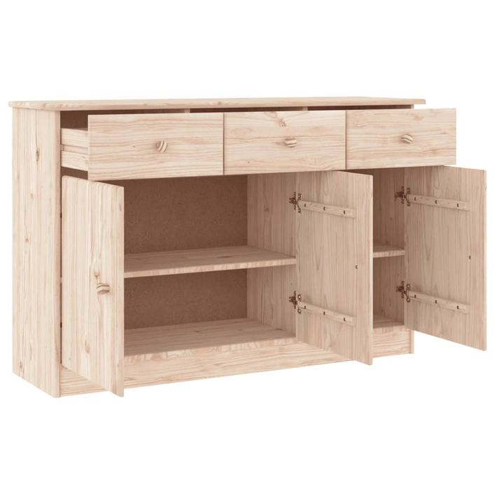 Buffet en bois massif 3 portes 3 tiroirs Malona 112 cm – Style intemporel et pratique - Photo n°3