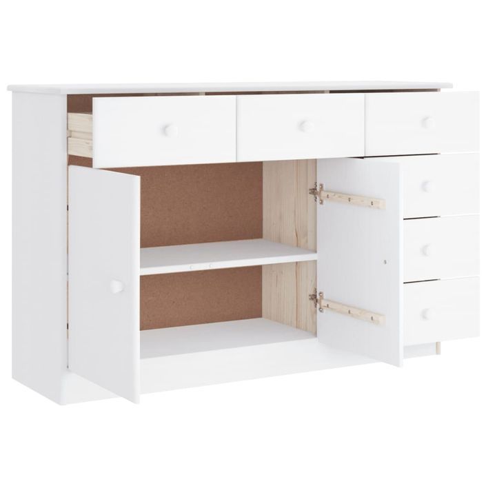 Buffet en bois massif 3 portes 6 tiroirs Malona 112 cm – Sobre et pratique - Photo n°4