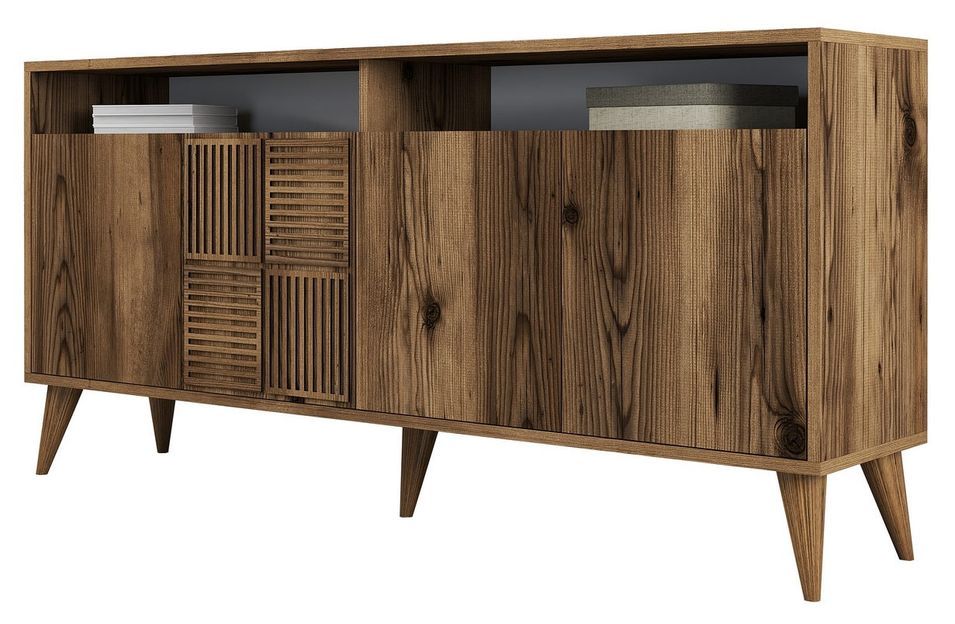 Buffet en bois noyer 4 portes Roma 160 cm - Photo n°1