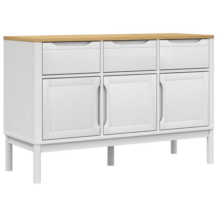 Buffet FLORO blanc 114x43x74 cm bois massif de pin - Photo n°1