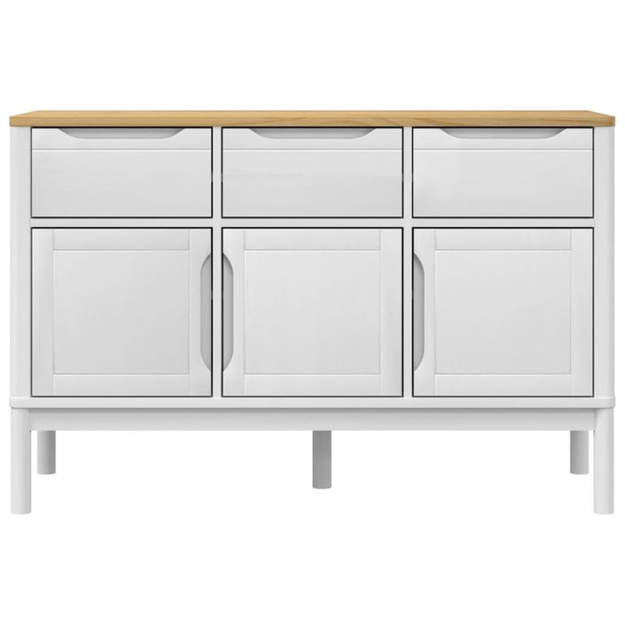 Buffet FLORO blanc 114x43x74 cm bois massif de pin - Photo n°5