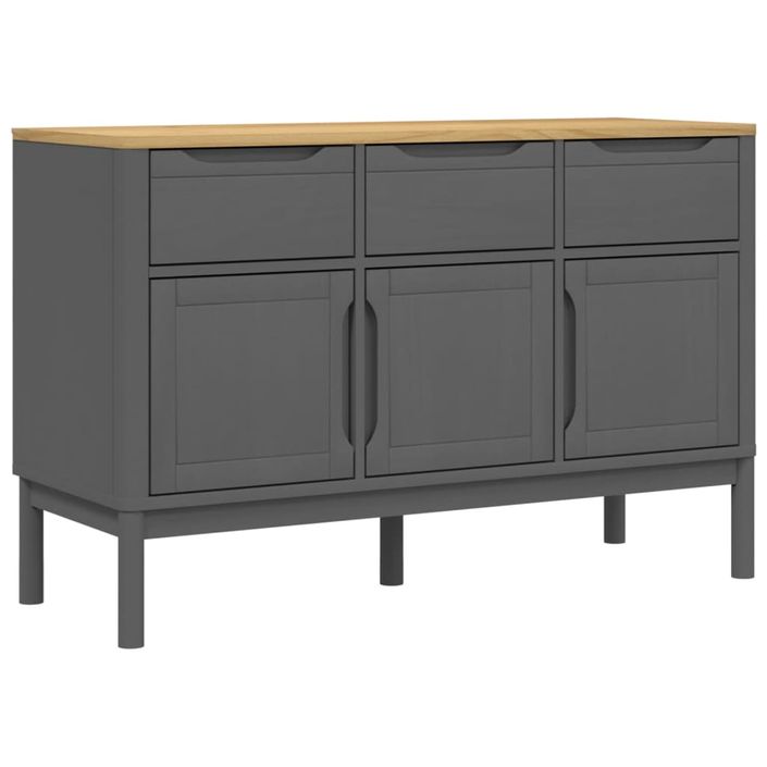 Buffet FLORO gris 114x43x74 cm bois massif de pin - Photo n°1