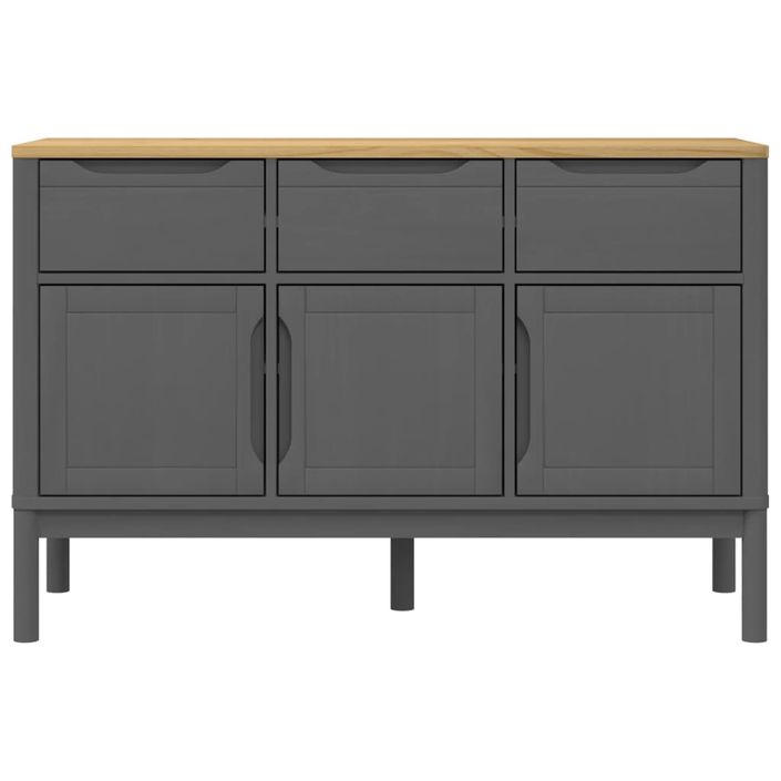 Buffet FLORO gris 114x43x74 cm bois massif de pin - Photo n°5