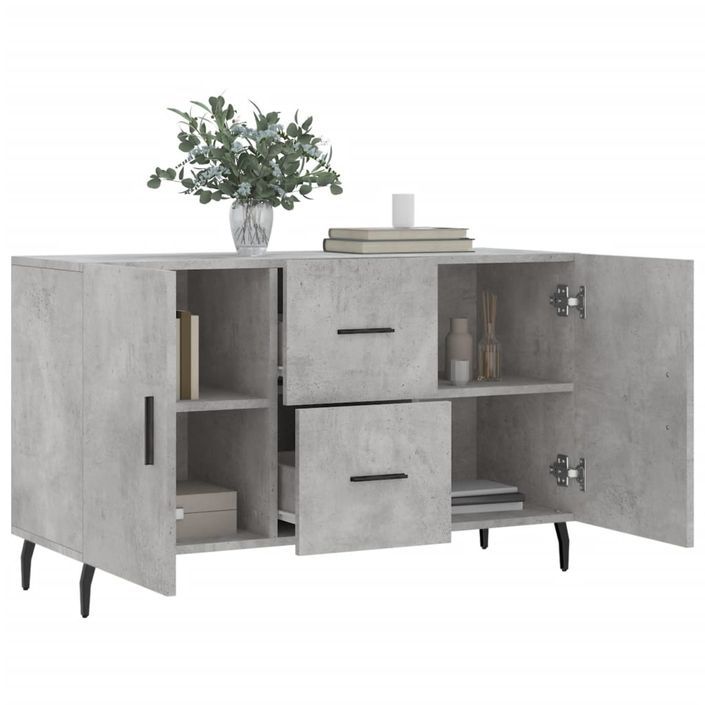 Buffet gris béton 100x36x60 cm bois d'ingénierie - Photo n°4