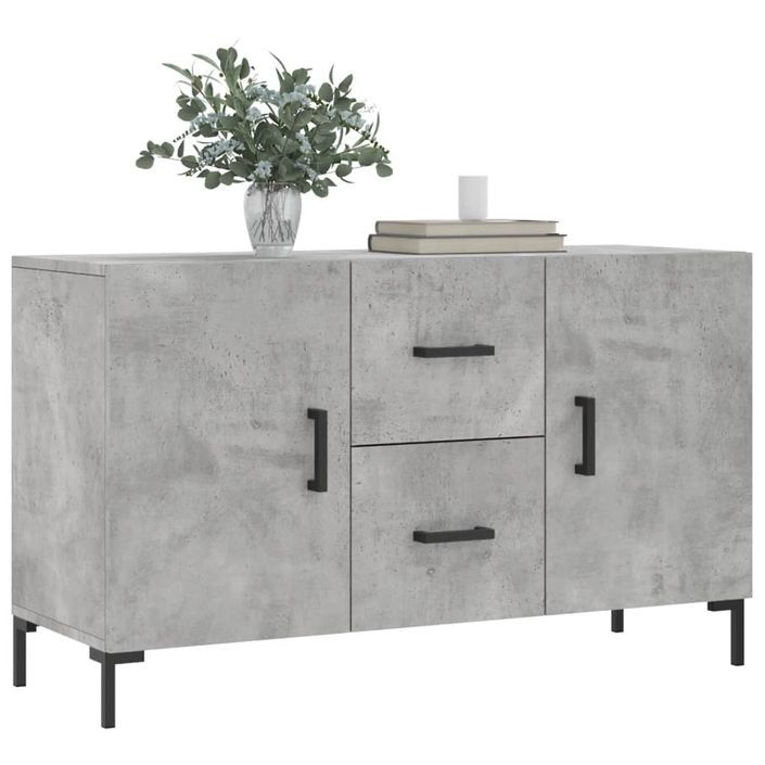 Buffet gris béton 100x36x60 cm bois d'ingénierie - Photo n°3