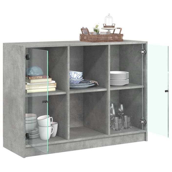 Buffet gris béton 102x37x75,5 cm bois d'ingénierie - Photo n°4